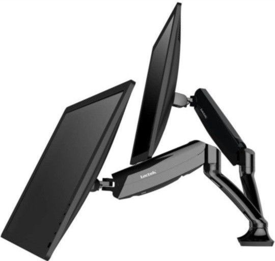 Monitor Arm Support Dual Monitor Mounts Stand, Full Motion Swivel Gas Spring for 10-27 inches LCD Computer VESA Monitor (Dual Arm Desk Mount