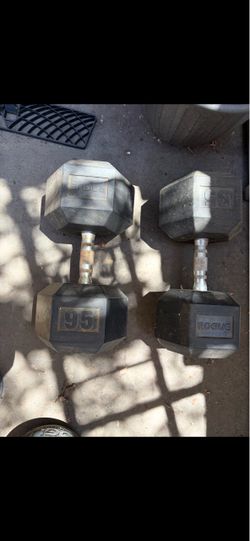 Rogue 95lb dumbbells