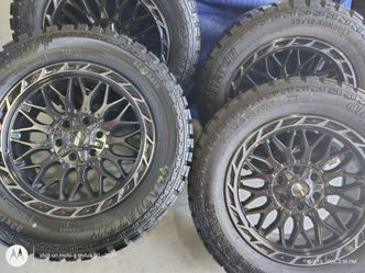 20" aftermarket vortex wheels and 33x12. 50r20 gladiator gr900-m/t tires 6 lugs  fits chevy  or Ford universal ,    great deal only 1350.00 like new