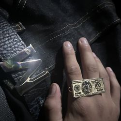 GOLD PLATTED BENJAMIN Franklin Ring Two Finger