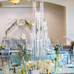 4 Count - 10 Candle Acrylic Candelabra Centerpiece with LED Candles + Batteries