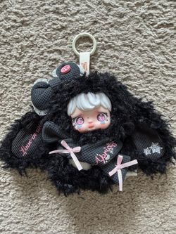 Yomi Warm Winter Black Bunny Plush Keychain | Rotatable Eyes