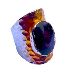 7.5 7.75 8 Moss Agate Gem Gemstone Fine Art Ring Solid Metal Plated Gold Filled Hammered UNISEX MEN WOMEN Oval Cabochon
