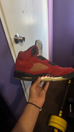 Air Jordan 5 Red Suede Sneakers