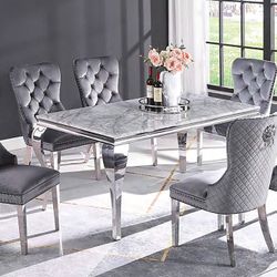  7 Pc. Dining Table Set, Black & Gray Available Chairs. Brand New In A Box  💢 Comedor De7 Piezas Color Negro Y Gris Disponibles 