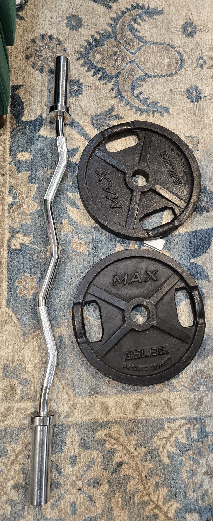 Curl Bar And Weights 