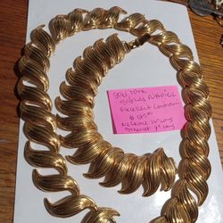 Vintage  Statement Bold Necklace And Bracelet Signed Napier Goldplated
