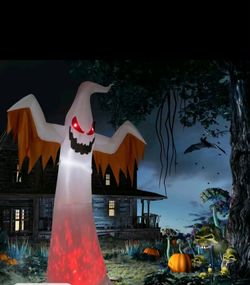 12FT Giant Spooky Ribbed Pumpkin Reaper Polyester Inflatable, Weatherproof Halloween Aesthetic Outdoor Patio Decor with Spooky Claw Hands, 3 Bright Wa