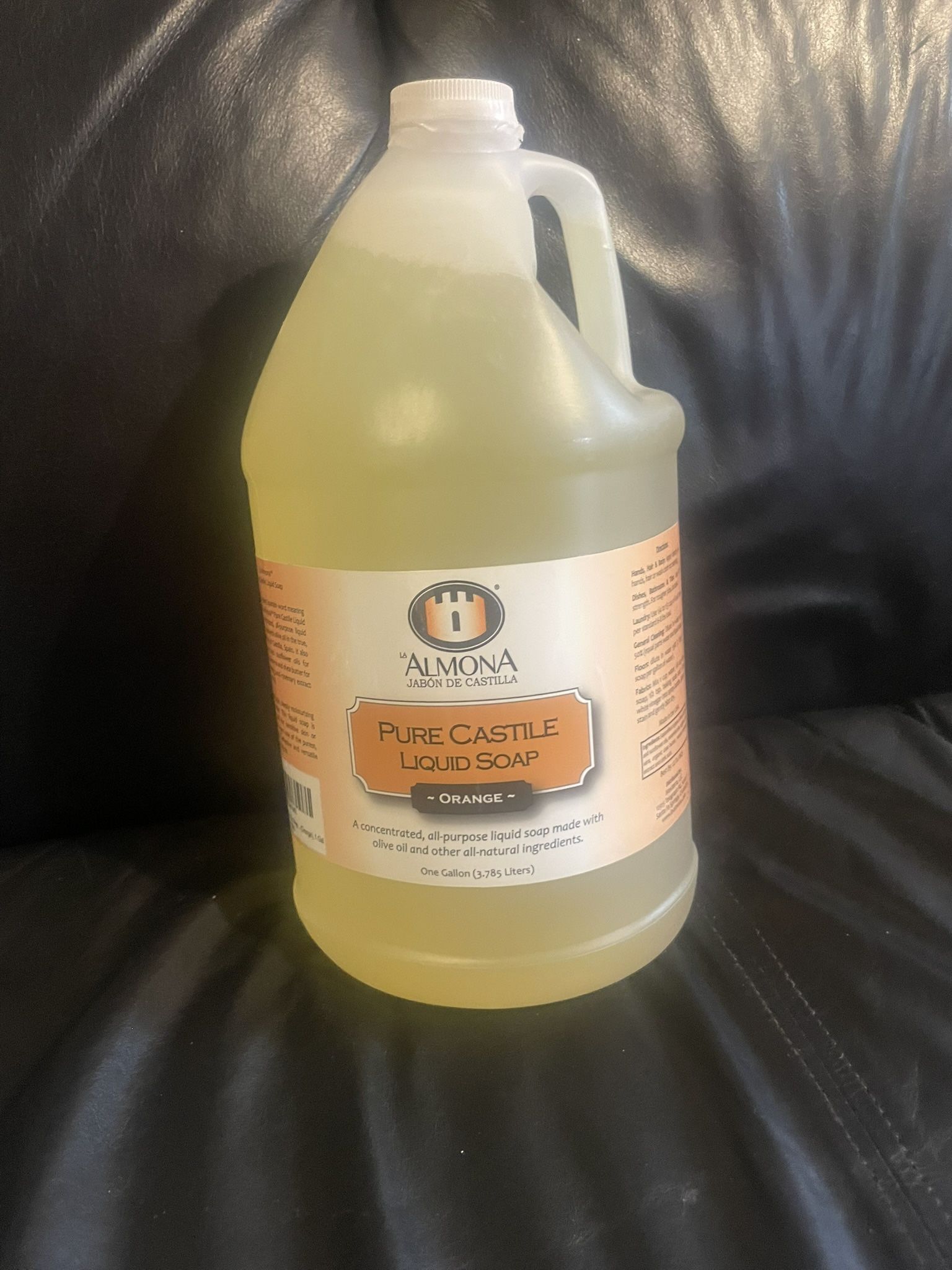 Pure Castile Liquid Soap, ORANGE, 1 Gallon - Multipurpose: Hands, Face, Body, Laundry, Dishes & More