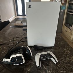 PS5 Console + Wireless Headset + DualSense Controller + HDMI Cable + All Cables