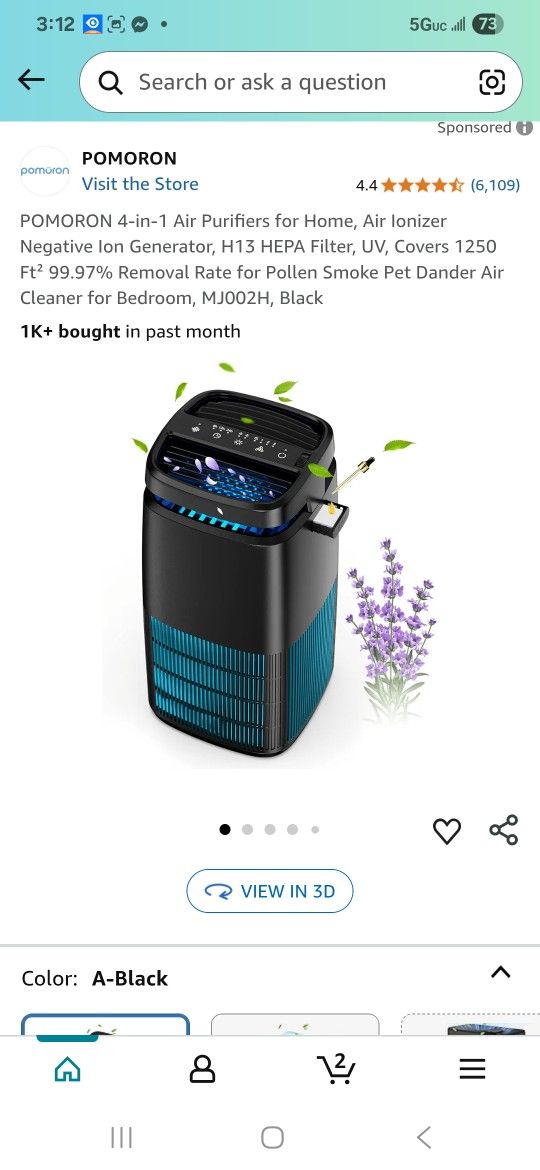 4-in-1 Air Purifiers for Home, Air lonizer Negative lon Generator, H13 HEPA Filter, UV, Covers 1250 Ft? 99.97% Removal Rate for Pollen Smoke Pet Dande
