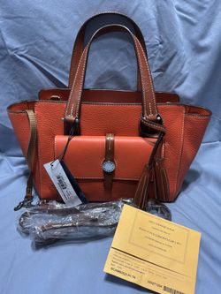 NWT Dooney & Bourke Small Cambridge Pebble Leather Shopper, Color Persimmon