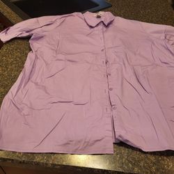 Women 22w/24w (3xl) Willow Bay lavender short sleeve button up   Lot 75