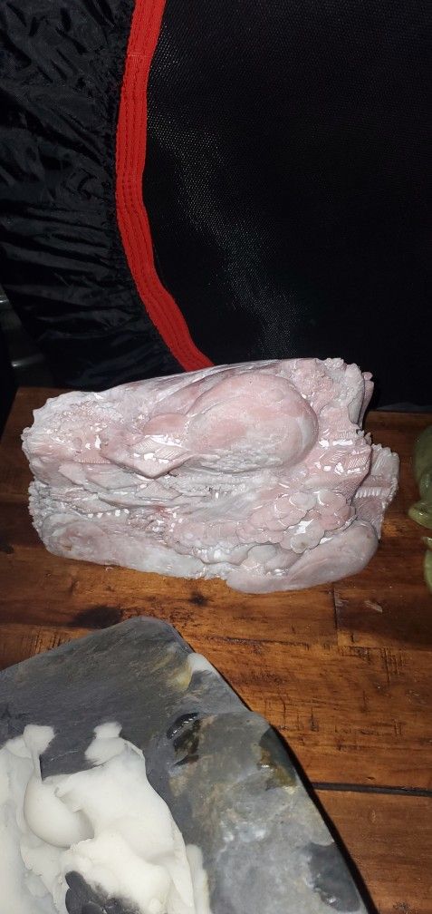 Pink Opal Carved Dragon And Mountain