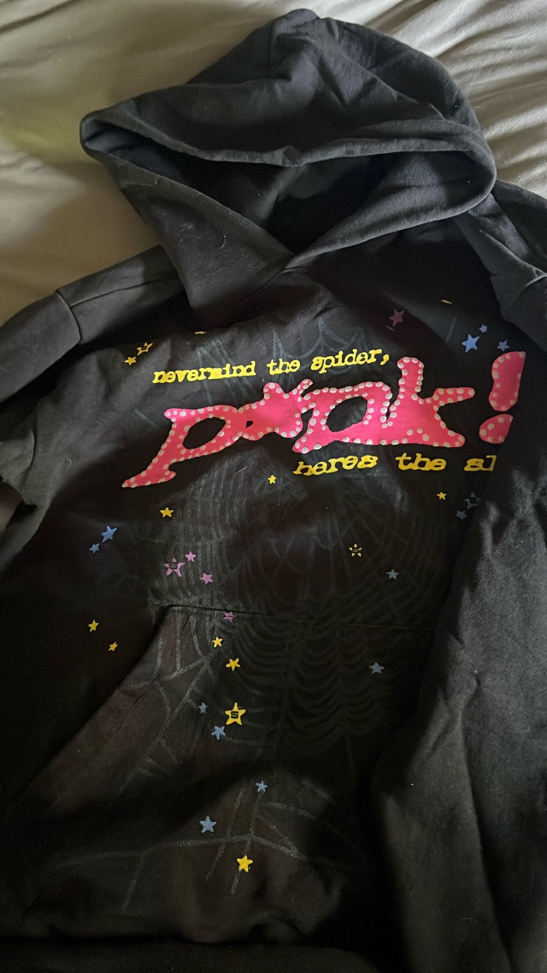 Sp5der Pink Hoodie Black