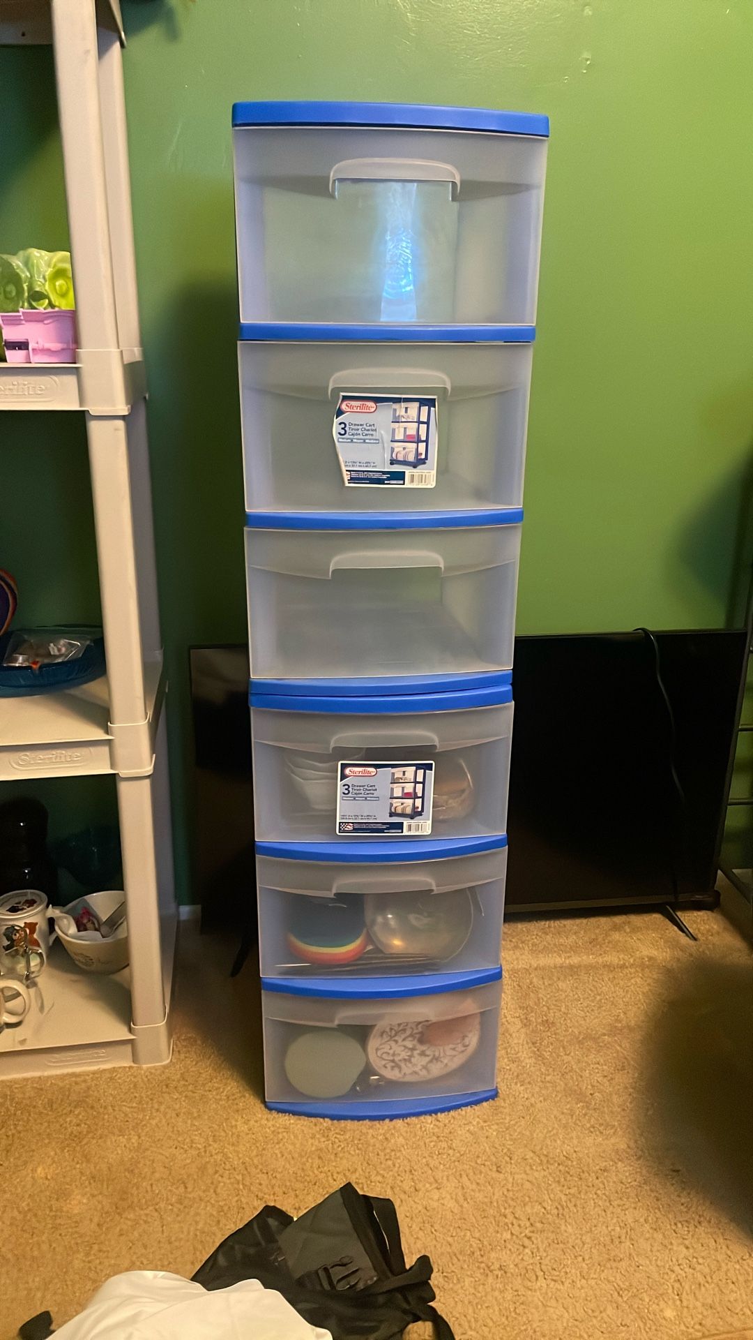 3 Drawer Storage Plastic Containers X2 