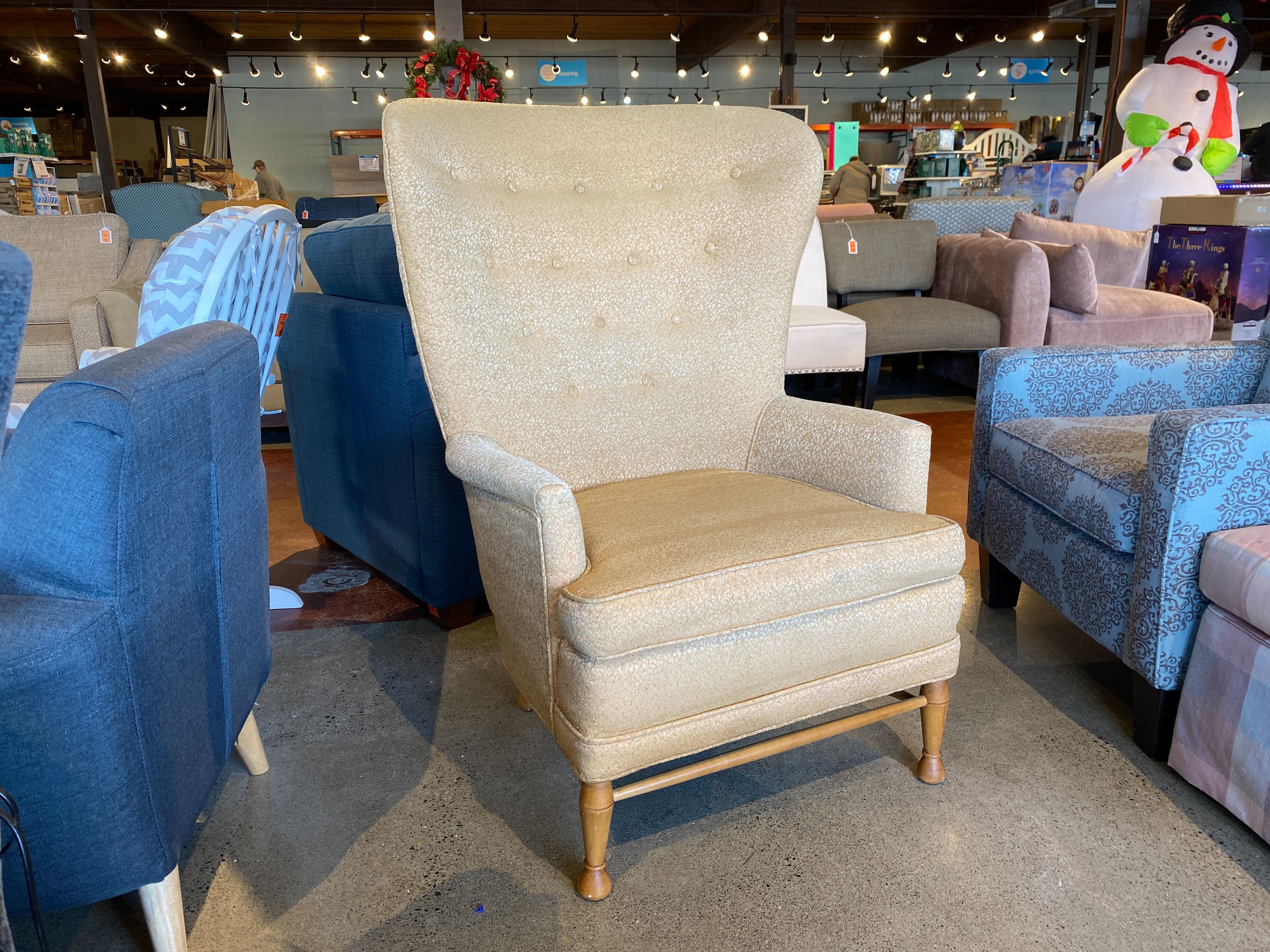 Yellow Gold Modern High Back Armchair