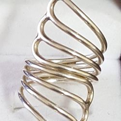 Precious vintage Ring 925 sterling silver, 7.58gr Sz6.5, Spiral Style, huge and solid sterlng silver.
