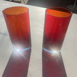 16 Vintage Williams Sonoma Red 6” Glass Tumblers - Compare @$500+