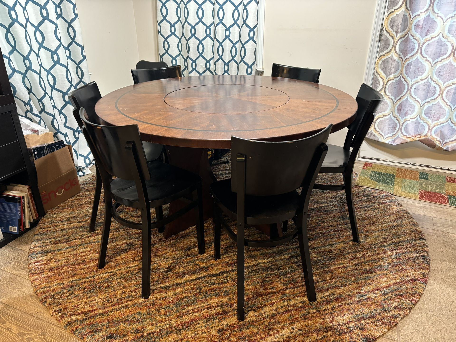 Sturdy Dinner Table With Built In Lazy Susan
