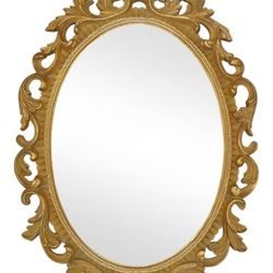 Gold Vintage Mirror for Wall, Antique Oval Mirrors for Bedroom Living Room, 18 x 13 inches