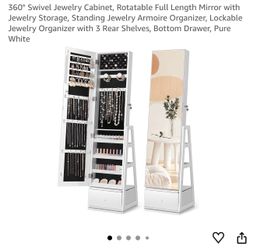 360 swivel jewelry cabinet and mirror