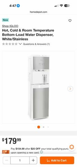 Shop IGLOO Hot, Cold & Room Temperature Bottom-Load Water Dispenser, White/Stainless