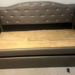 Twin Size Bed Frame with Pullout 