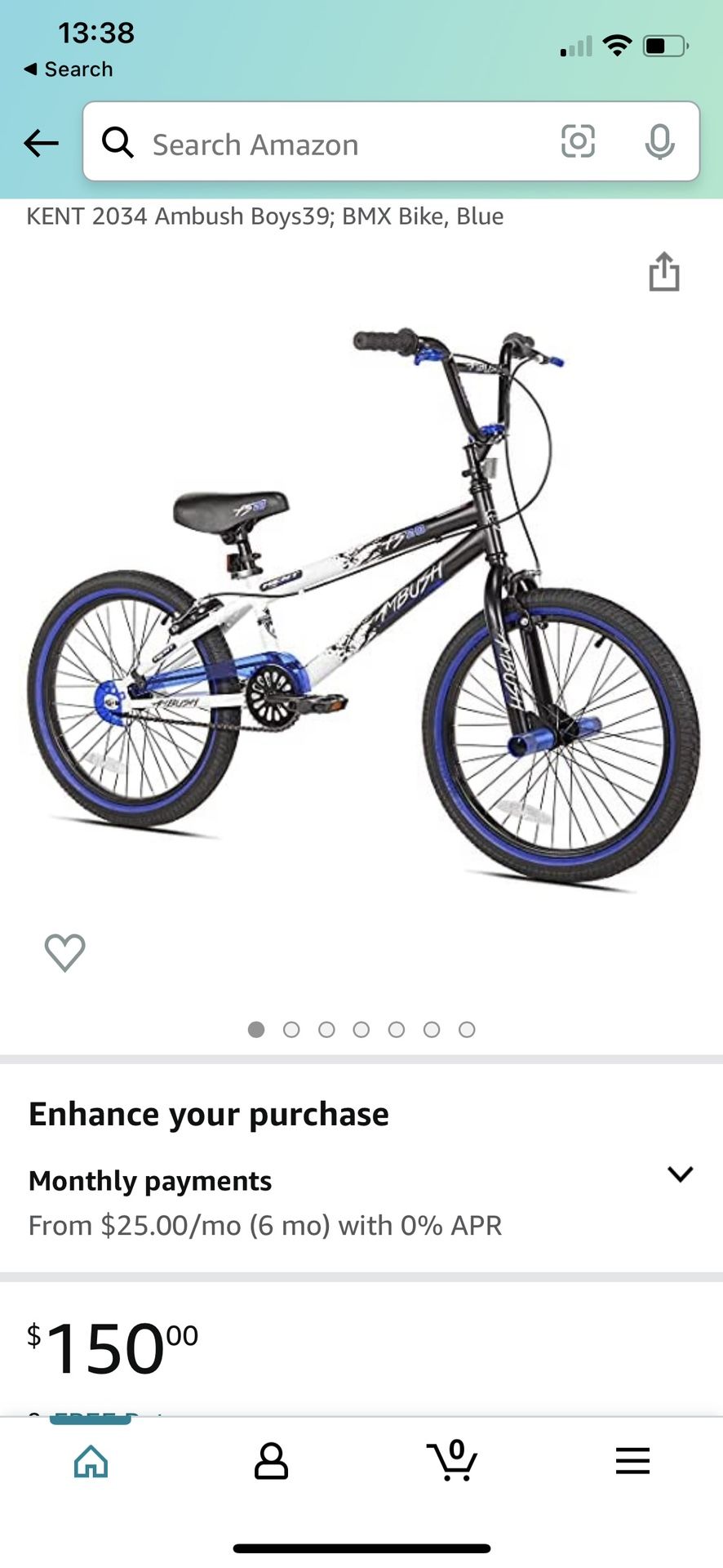 Kent 20 ambush bmx boy's bike blue sale