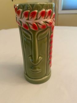 BarConic Ceramic 12oz. Tiki Drinkware Leaf Design 6" X 2.5"
