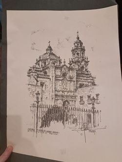 Rare collection of 8 vintage architectural sketches by renowned Mexican architect and artist Jesús Palafox Garcia