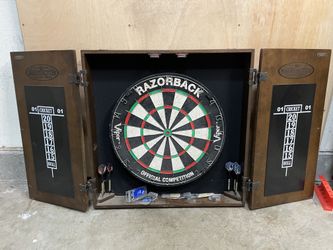 Razorback Official Dart Board and Cabinet
