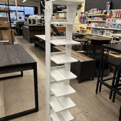 VASAGLE 9-Tier Vertical Shoe Rack Narrow Storage Organizer w/ Hooks - White