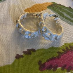 (BN1C) Vintage 1970’s Lacey Look Clip On Hoop Earrings