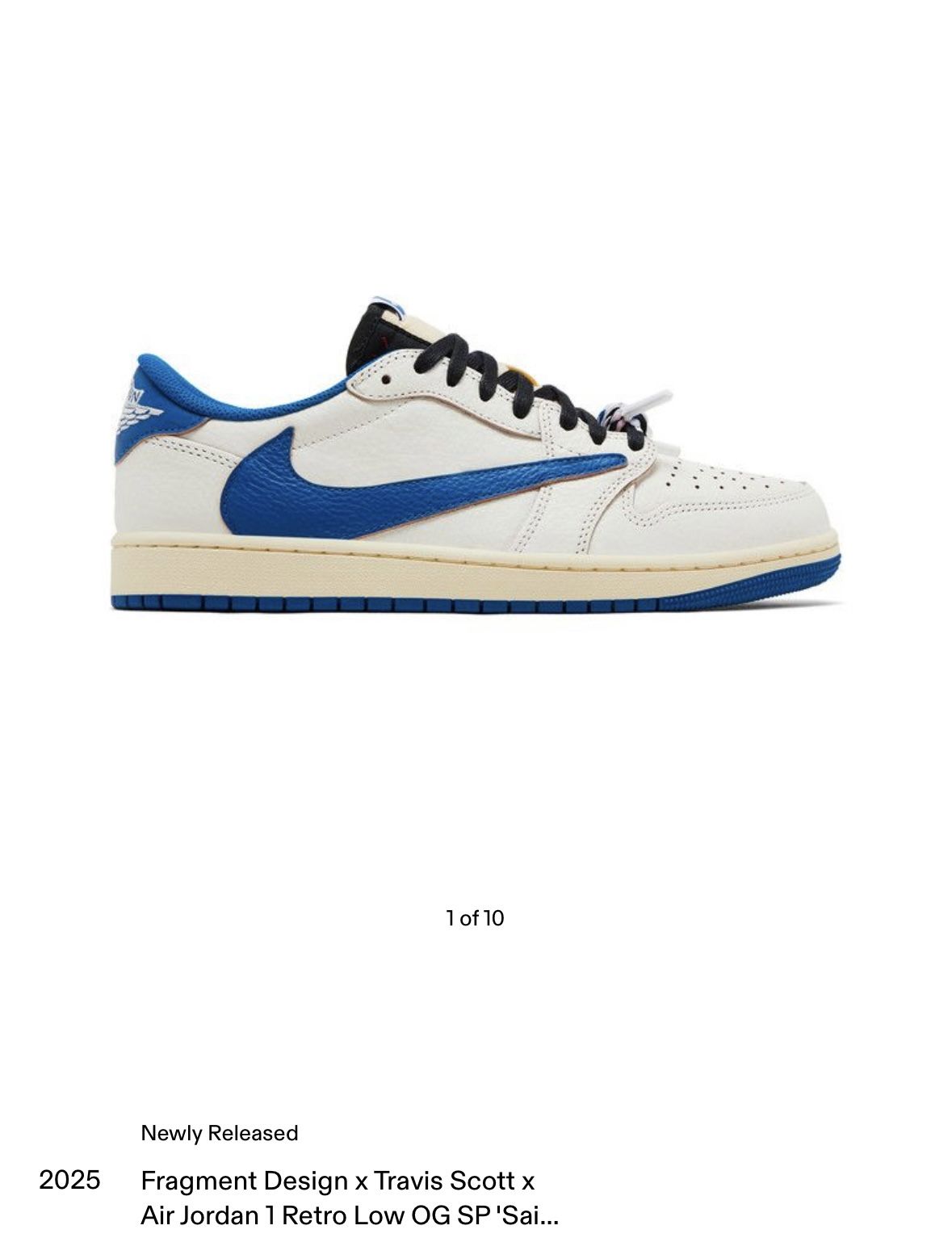 Travis Scott Jordan 1 Low X Fragment “Sail Military Blue”