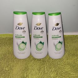 3 Dove Refresh Cucumber + Green Tea 20oz Bodywash 