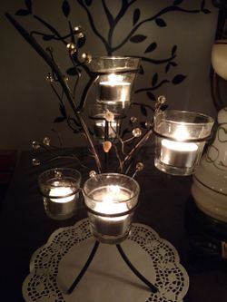 Wrought Iron Tree Votive Candle Holder Centerpiece