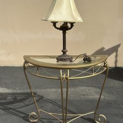 Vintage Side Table And Lamp