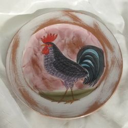 Hand Painted Rooster Plate -Present Tense