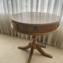 Beautiful Antique Mid Century Mahogany Round Side Table / drum table  - Vintage Antique 