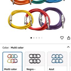 Seismic Audio 1/4 to 1/4 Inch TRS Patch Cables, 6 Feet, 6-Pack, Multi-Color