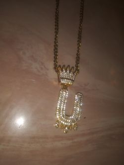 Iced out pendant with 18 inch chain