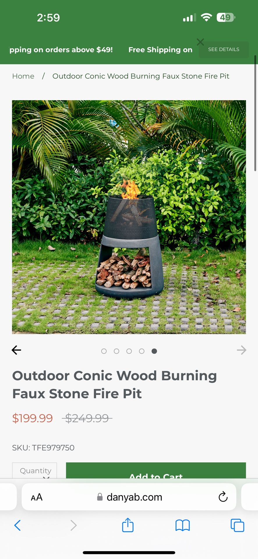 Danya b Jumbuck Conical Fire Pit Wood