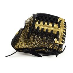 11.25″ Baseball Royal Tip Infield Modified Trapeze Web Black-Gold Floral Glove
