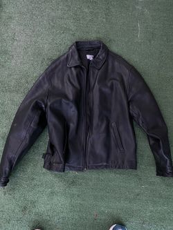 Vintage Leather Jacket Genuine Size Large Black Zip up Mint Condition Men’s 