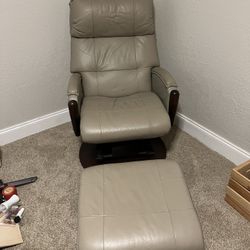 Leather Recliner And Ottoman 