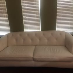 Ivory Leather Sofa