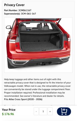 2020-2026 VW Cross sport trunk privacy cover