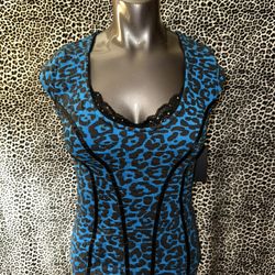 Animal Print Corset Type Short Sleeve With Rhinestones  Top Size S