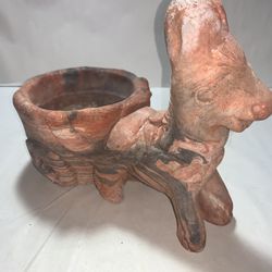 Vintage Donkey and Cart Flower Pot, Item is 12”x10”, Pot is 6”x4”